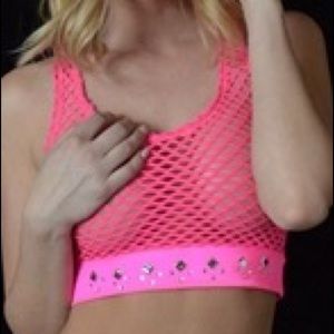 DIAMOND MESH BOOTIE SET W JEWELS (Hot Pink)